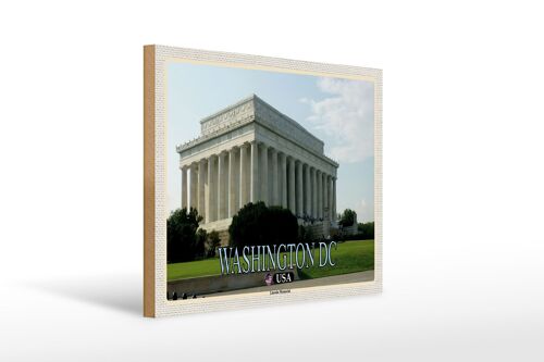 Holzschild Reise 40x30cm Washington DC USA Lincoln Memorial