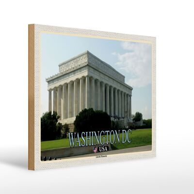 Cartel de madera viaje 40x30cm Washington DC EE.UU. Lincoln Memorial
