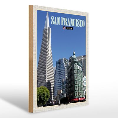 Cartel de madera viaje 30x40cm San Francisco USA Transamerica Pyramid