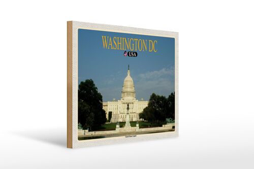 Holzschild Reise 40x30cm Washington DC USA United States Capitol