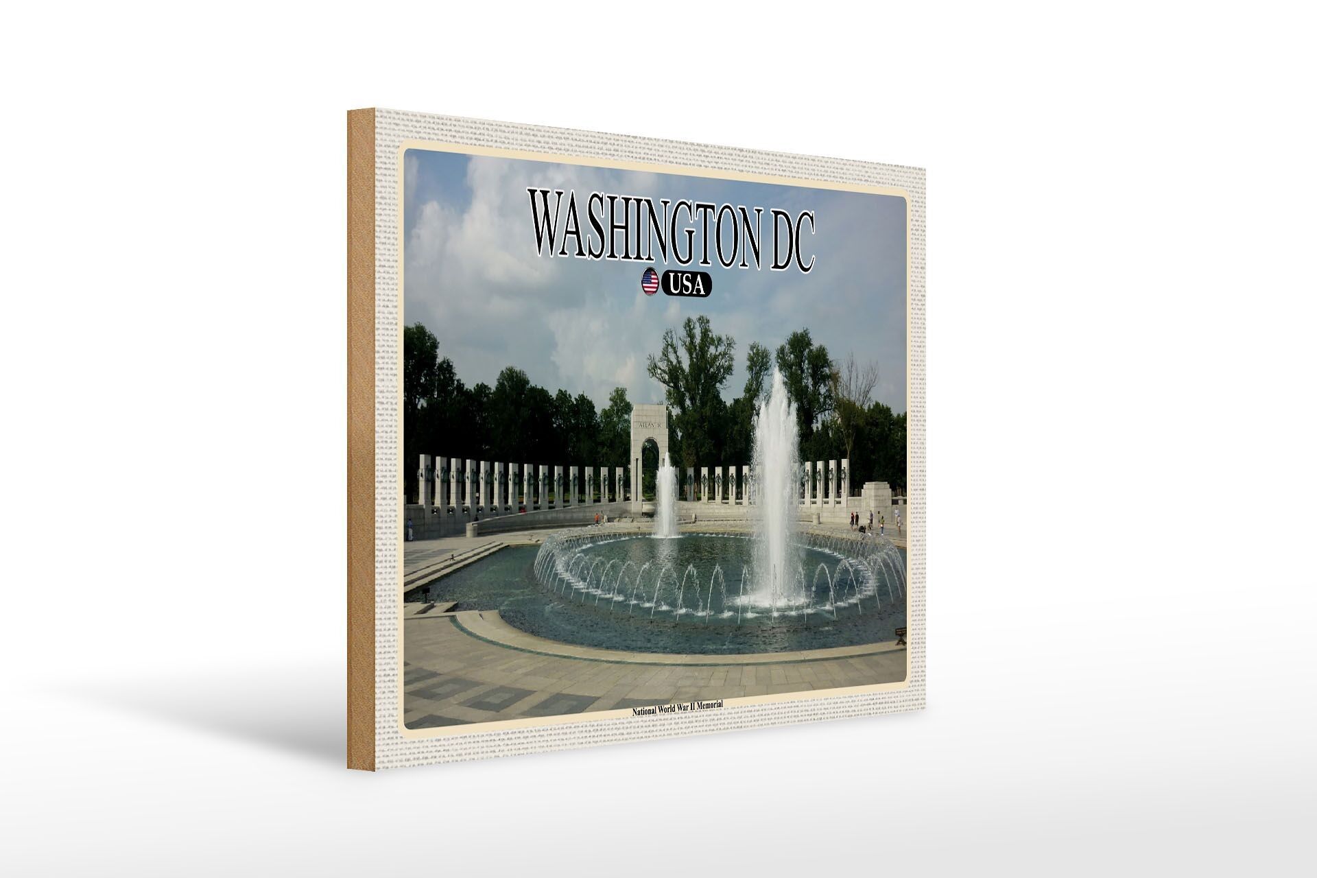 Cartel de madera viaje 40x30cm Washington DC USA National Woröd Memorial