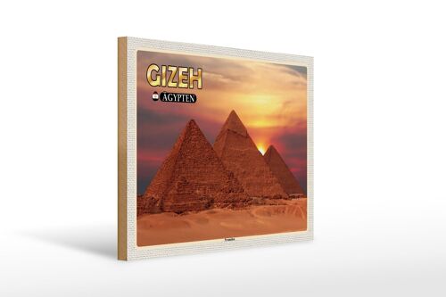 Holzschild Reise 40x30cm Gizeh Ägypten Pyramiden Geschenk