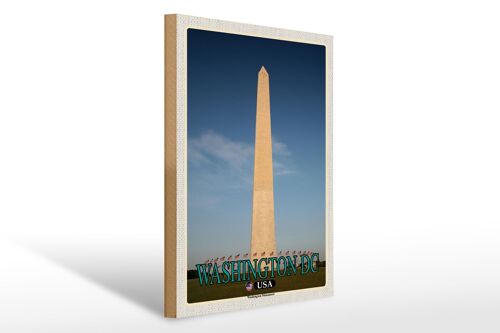Holzschild Reise 30x40cm Washington DC USA Washington Monument