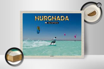 Panneau en bois voyage 40x30cm Hurghada Egypte vacances kitesurfer 2