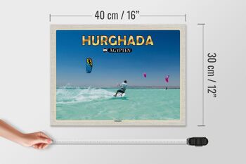 Panneau en bois voyage 40x30cm Hurghada Egypte vacances kitesurfer 4