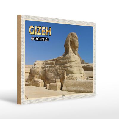 Cartello in legno da viaggio 40x30 cm Giza Egitto Sfinge regalo