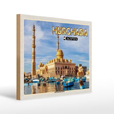 Holzschild Reise 40x30cm Hurghada Ägypten Abdel Moneim Riad Moschee