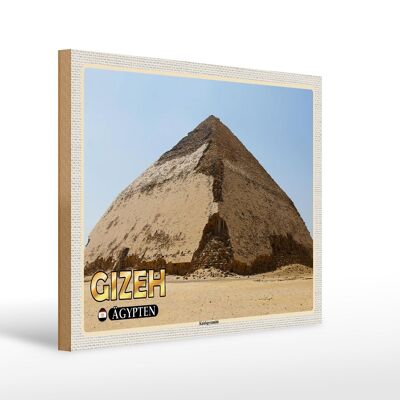 Cartello in legno da viaggio 40x30 cm Giza Egitto Piramide piegata