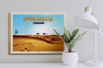 Panneau en bois voyage 40x30cm Hurghada Egypte chameaux du désert 3