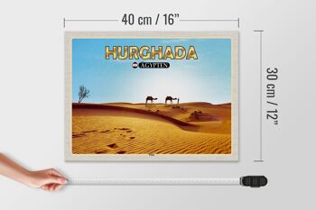 Panneau en bois voyage 40x30cm Hurghada Egypte chameaux du désert 4