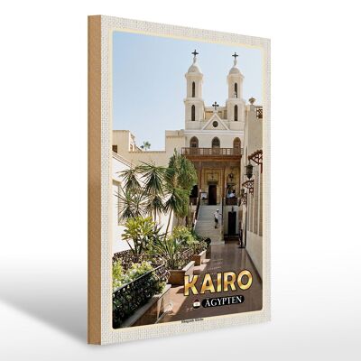 Cartel de madera viaje 30x40cm El Cairo Egipto iglesia colgante