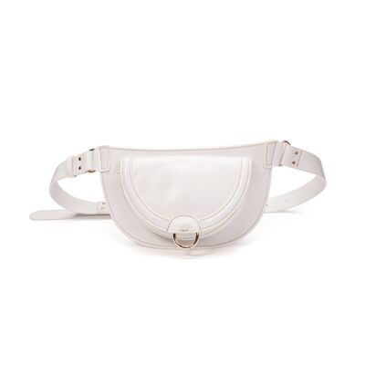 Ully fanny pack worn cross-body or at the waist in white leather
