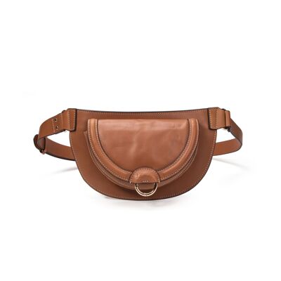 Ully fanny pack worn cross-body or at the waist in honey leather