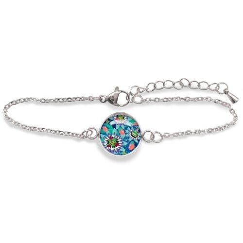 Bracelet Gourmette Passiflore - Argent