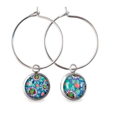 Pendientes aros Pasiflora - Plata