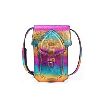 Pochette portée bandoulière Emelyne pour le téléphone en cuir multicolore 1