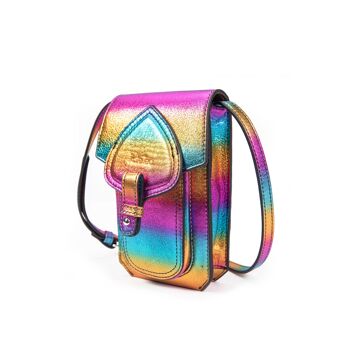 Pochette portée bandoulière Emelyne pour le téléphone en cuir multicolore 2