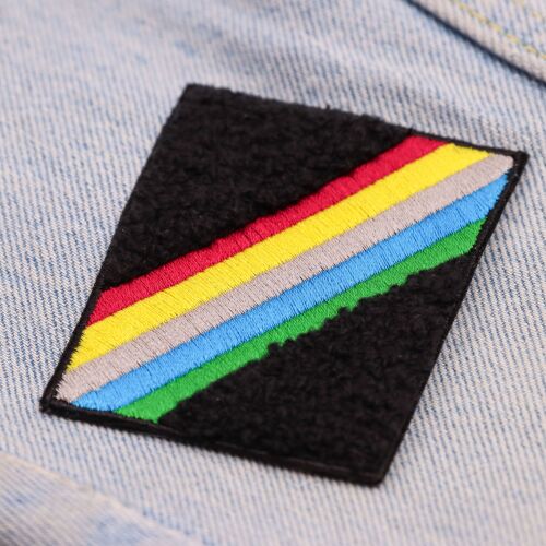 Disability  pride flag  fuzzy chenille iron-on patch