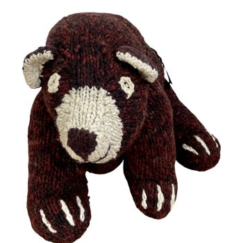 Peluche écologique en laine biologique faite main - Doudou ours XL - SCHUMAN - Kenana Knitters 12