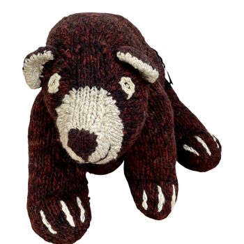 Peluche écologique en laine biologique faite main - Doudou ours XL - SCHUMAN - Kenana Knitters 23