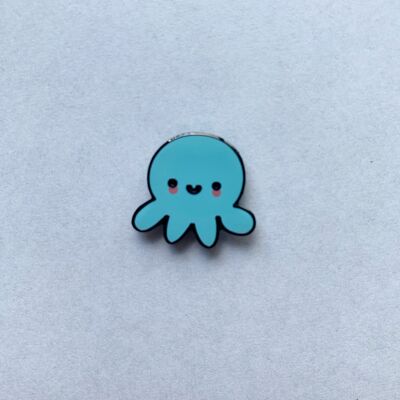 Cute kawaii octopus enamel pin - Blue