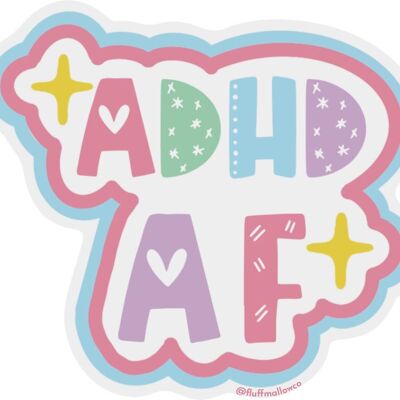 Etiqueta adhesiva de salud mental para concienciar sobre el TDAH (nueva etiqueta adhesiva de ADHD AF)