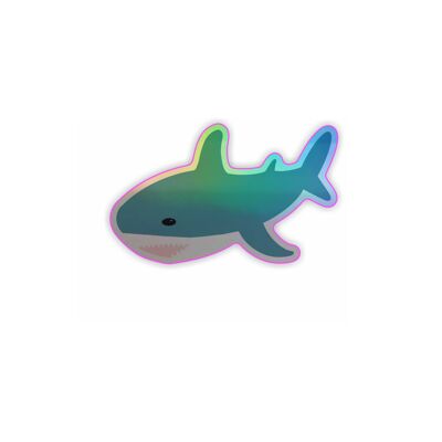 Pegatina de vinilo de tiburón holográfico Blahaj