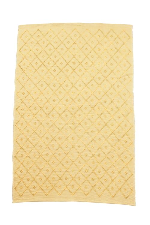 woven cotton rug Diamond pastel yellow