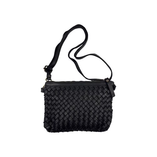 SAC CUIR WASHED  SARAS NOIR