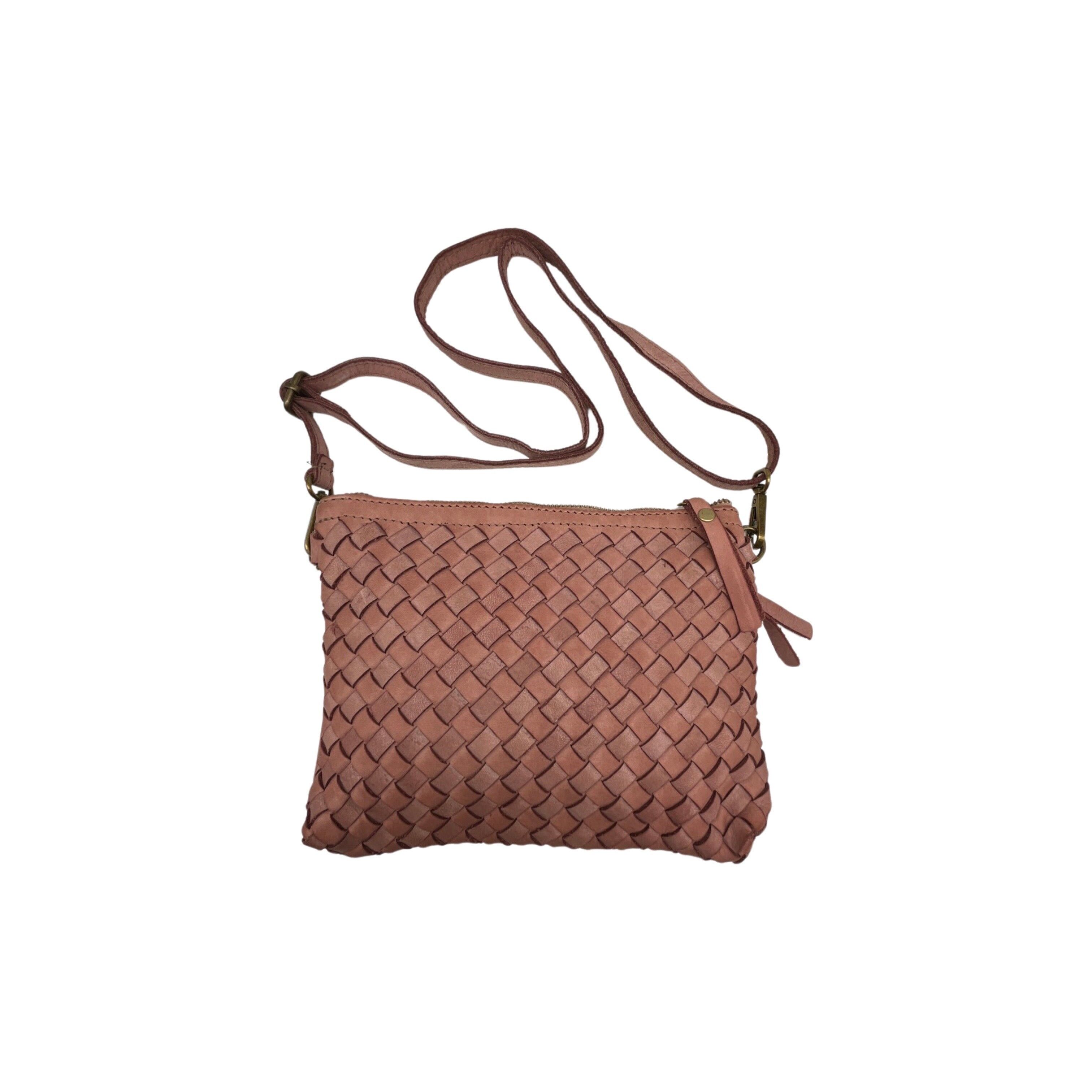 BORSA SARAS IN PELLE ROSA LAVATA