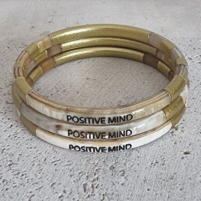Horn Bangle Bracelet - Message - Positive Mind - 5 mm