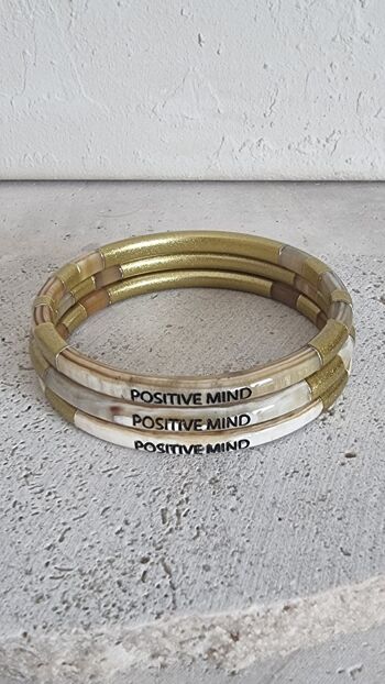 Bracelet Jonc Corne - Message - Positive Mind - 5 mm 2