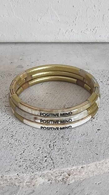 Bracelet Jonc Corne - Message - Positive Mind - 5 mm 4