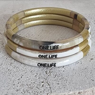 Horn Bangle Bracelet - Message - One Life - 5 mm