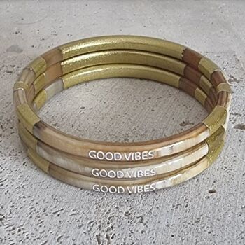 Bracelet Jonc Corne - Message - Good Vibes - 5 mm 1