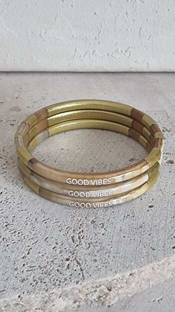 Bracelet Jonc Corne - Message - Good Vibes - 5 mm 2