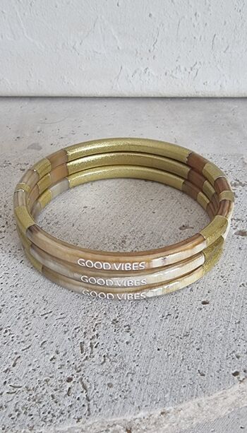 Bracelet Jonc Corne - Message - Good Vibes - 5 mm 4