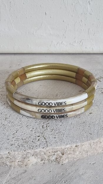 Bracelet Jonc Corne - Message - Good Vibes - 5 mm 2