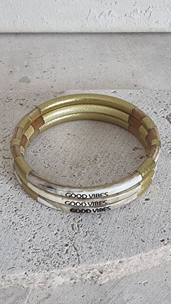 Bracelet Jonc Corne - Message - Good Vibes - 5 mm 4