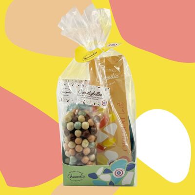 CHOCODIC - BOX GREEN - CHOCOLATE BAR WITH ROASTED PEANUTS AND CEREAL BALLS - COLORS COLLECTION - CHOCOLATE BOX BIRTHDAY GIFT THANK YOU