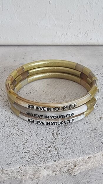 Bracelet Jonc Corne - Message - Believe In Yourself - 5 mm 2