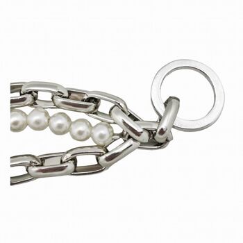 Bracelet perle et chaîne 3 lignes en argent 4
