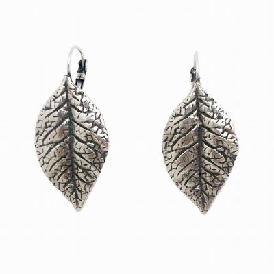 Boucle d'oreille feuille dormeuse en argent