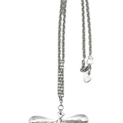 Collar largo Dragonfly en plata chapado 80cm