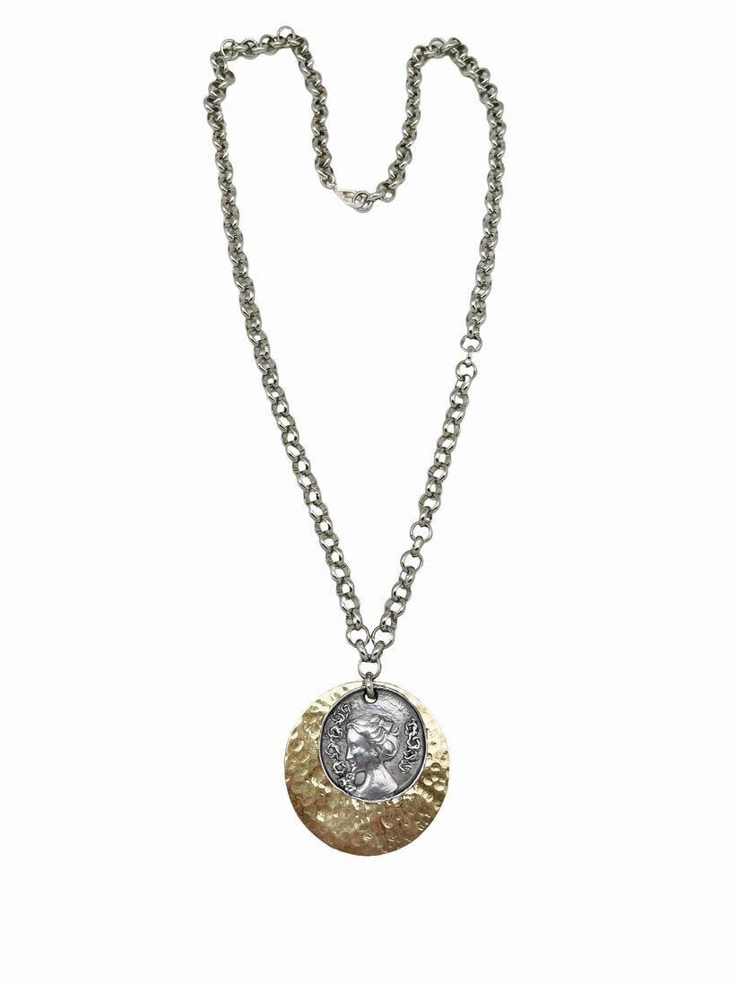 Collana lunga Targhetta/medaglia colori mix