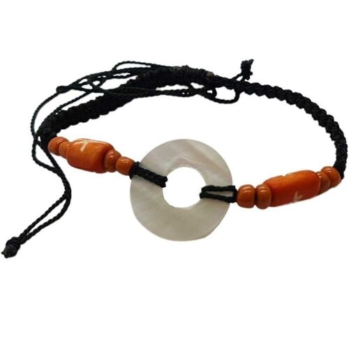 Vie Naturals Beach Bracelet, Circle and Beads, Black