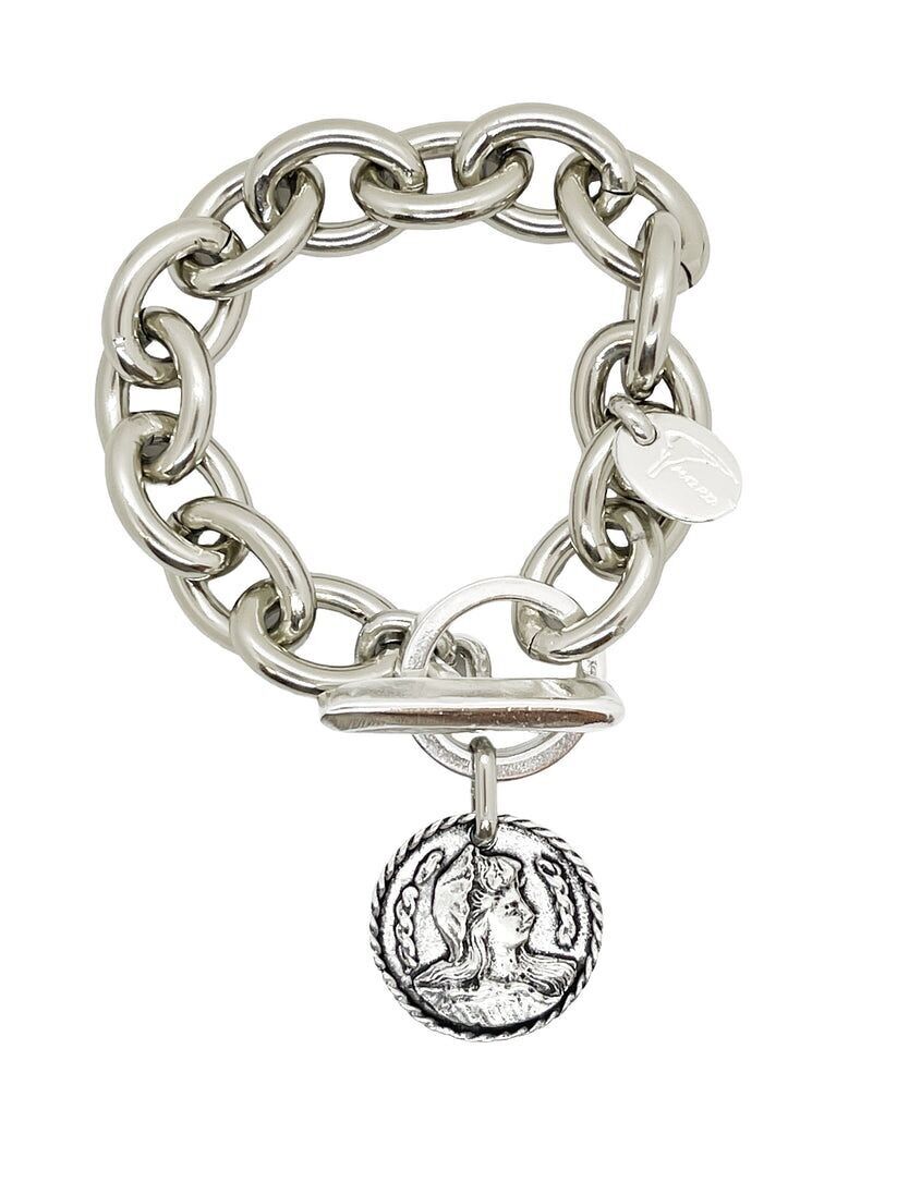 Bracciale a catena con antica moneta Camp in argento