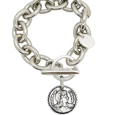 Bracciale a catena con antica moneta Camp in argento