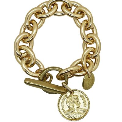 Bracelet chaîne avec pièce de monnaie Camp antique en or