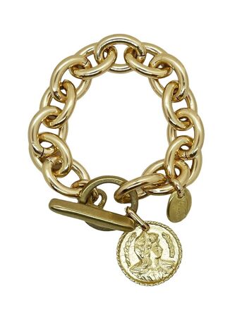 Bracelet chaîne avec pièce de monnaie Camp antique en or 1